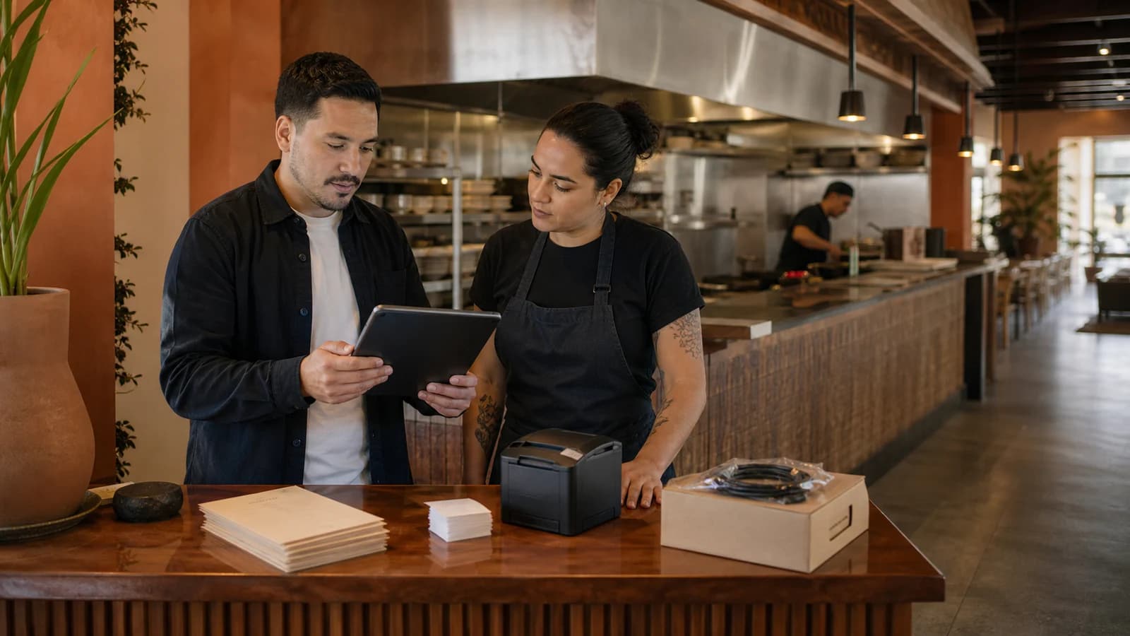 Responsables del restaurante probando equipo y procesos antes de cambiar el sistema POS